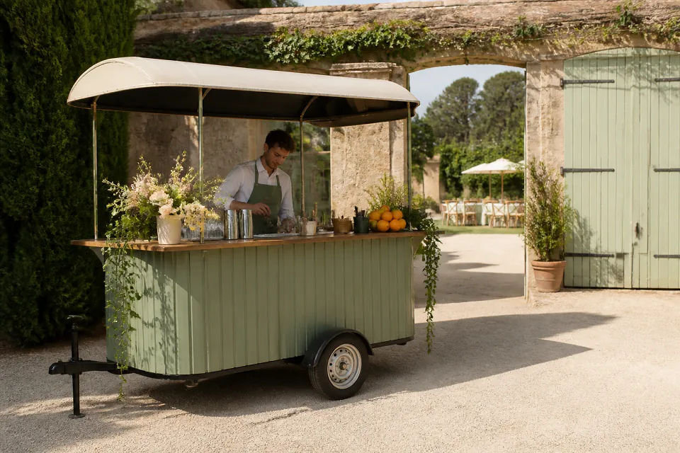 Service mobile de restauration pour une réception — illustration générée par IA