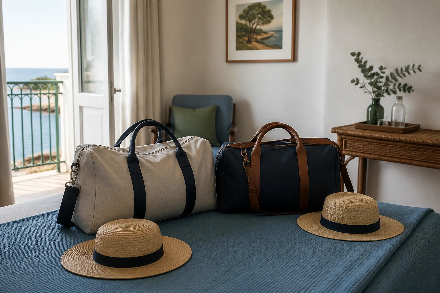 Bagages et hébergement pour un voyage de noces — illustration générée par IA