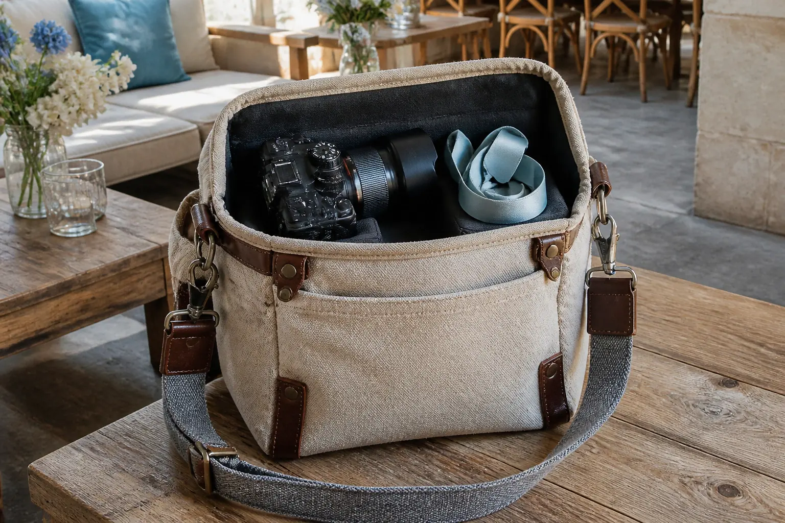 Appareil photo et accessoires de reportage de mariage — illustration générée par IA