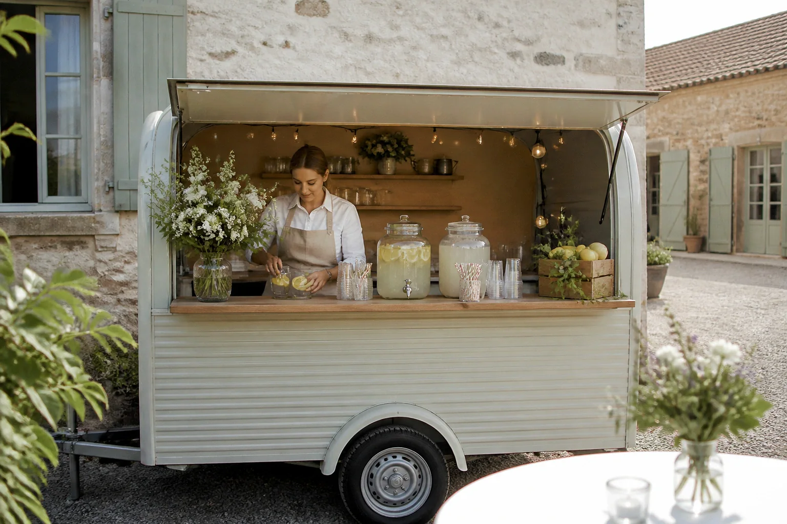 Service mobile de restauration pour une réception — illustration générée par IA