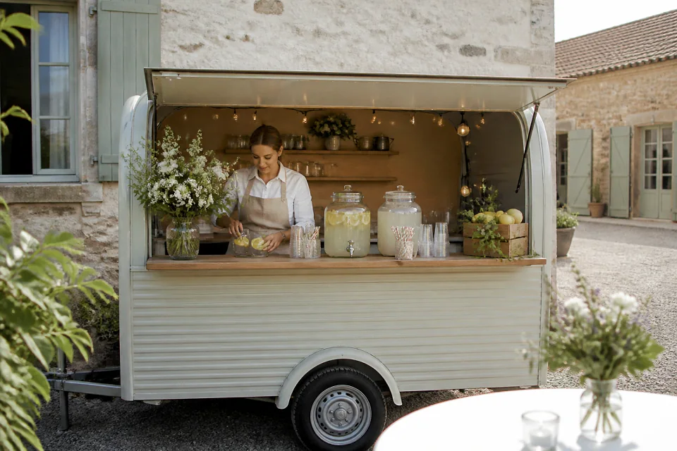 Service mobile de restauration pour une réception — illustration générée par IA