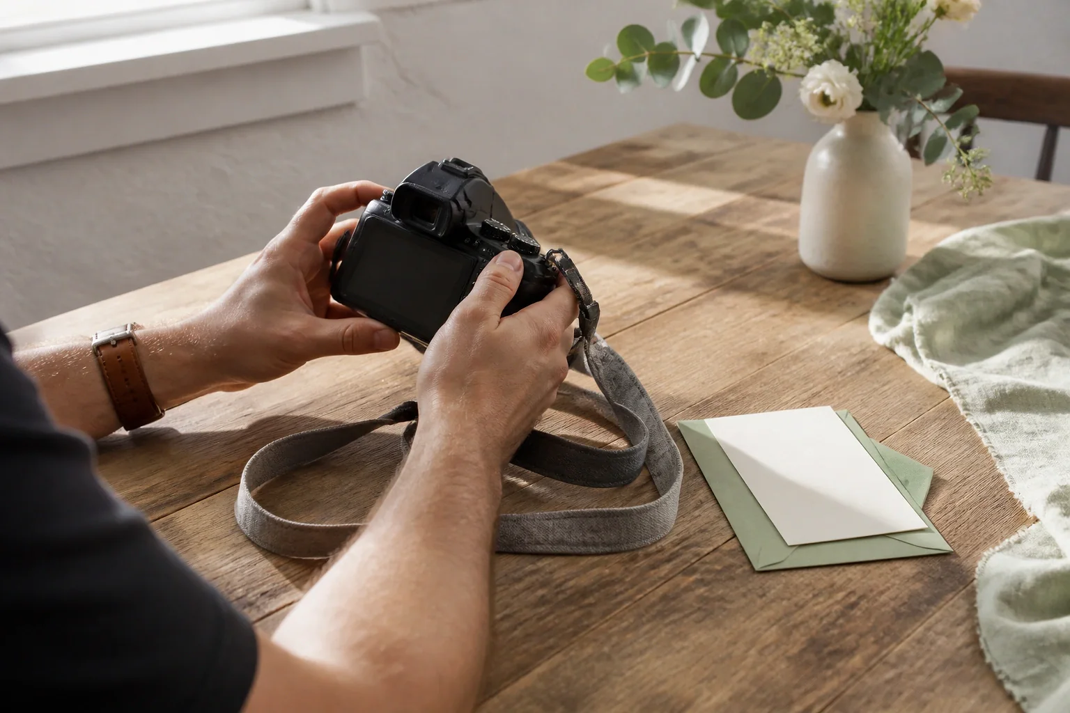 Appareil photo et accessoires de reportage de mariage — illustration générée par IA