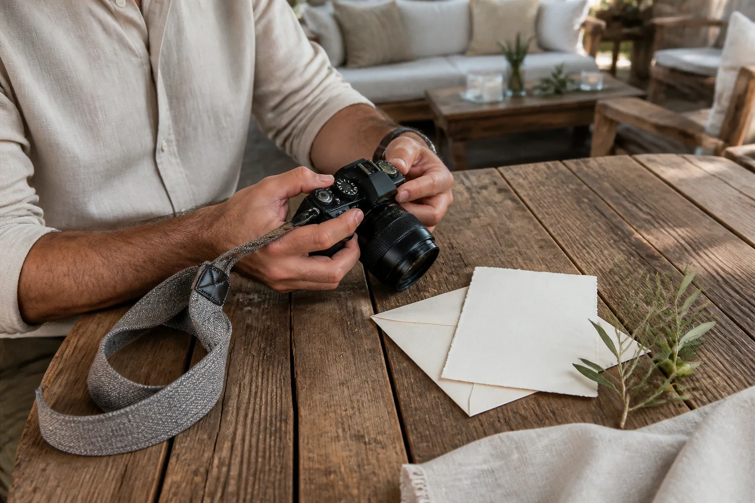 Appareil photo et accessoires de reportage de mariage — illustration générée par IA
