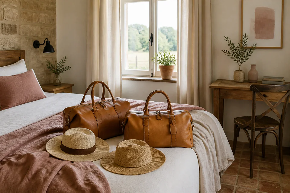Bagages et hébergement pour un voyage de noces — illustration générée par IA