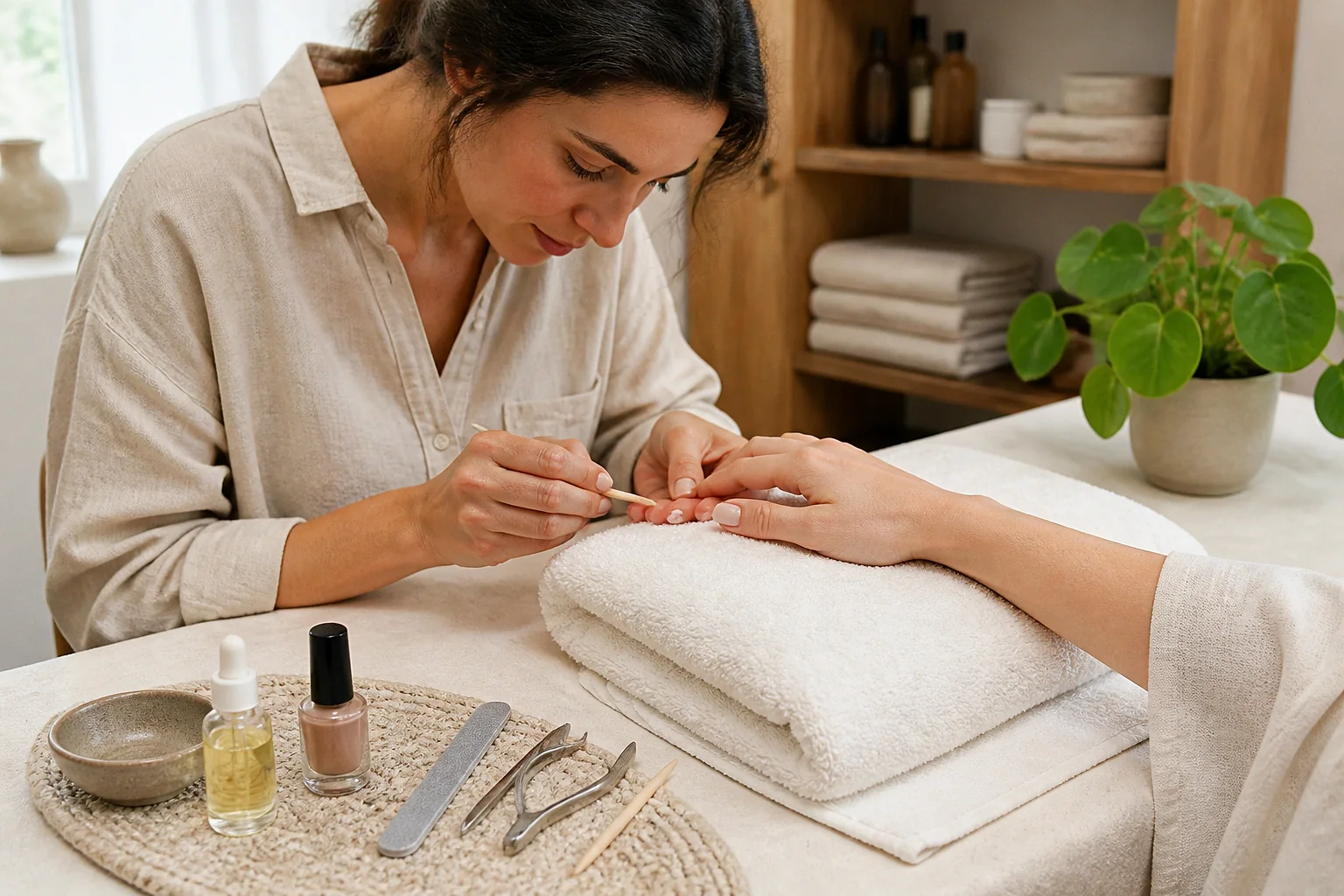Préparation de soins esthétiques avant un mariage — illustration générée par IA