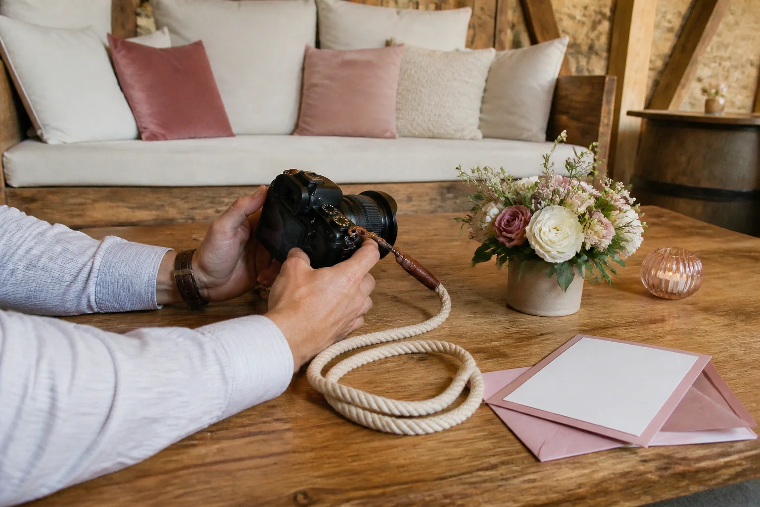Appareil photo et accessoires de reportage de mariage — illustration générée par IA
