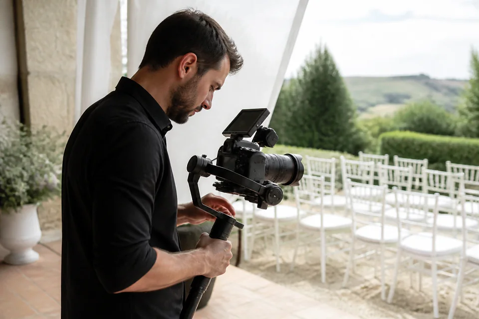 Matériel de tournage pour un film de mariage — illustration générée par IA