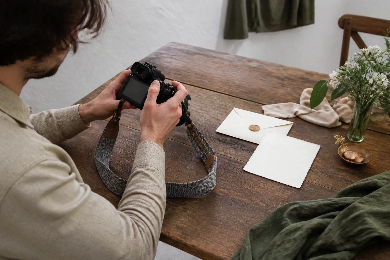 Appareil photo et accessoires de reportage de mariage — illustration générée par IA