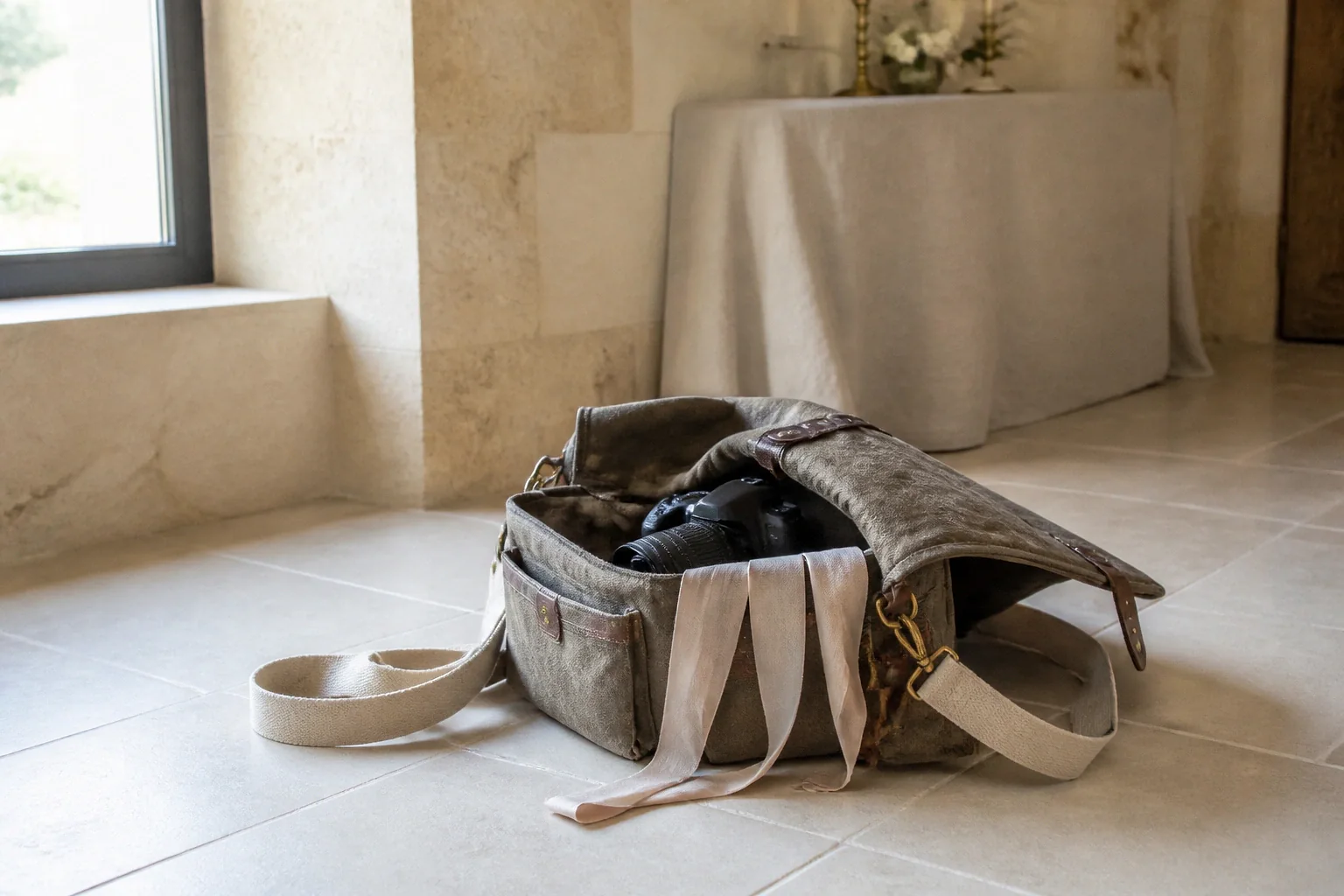 Appareil photo et accessoires de reportage de mariage — illustration générée par IA