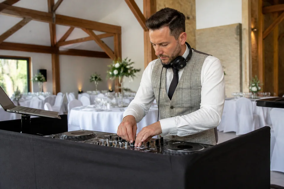 Préparation musicale d’une soirée de mariage — illustration générée par IA