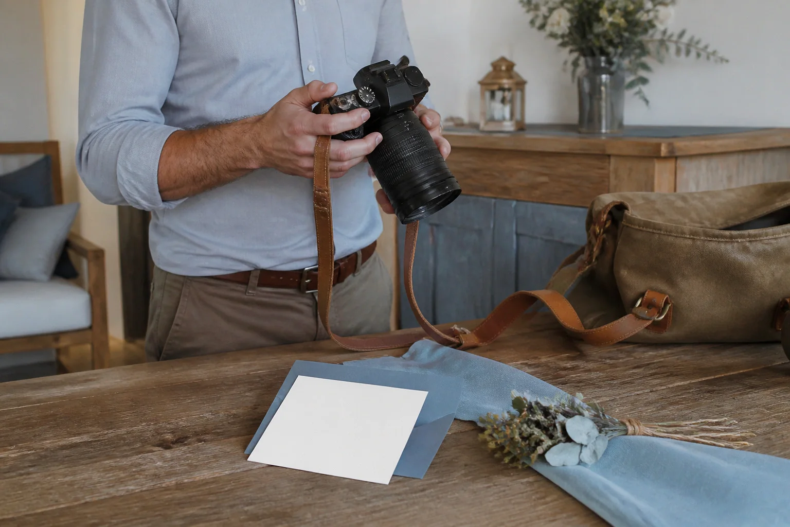 Appareil photo et accessoires de reportage de mariage — illustration générée par IA