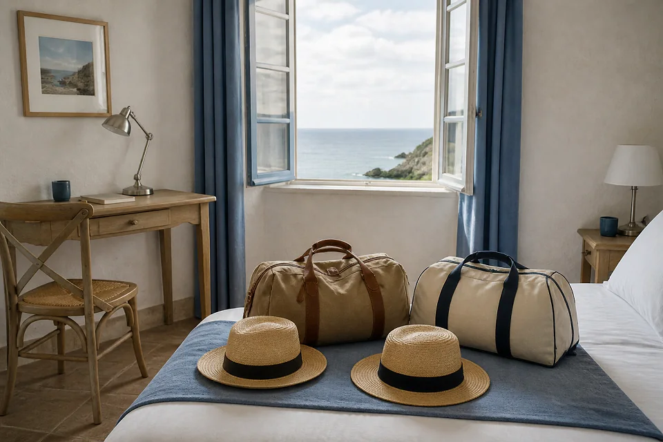 Bagages et hébergement pour un voyage de noces — illustration générée par IA