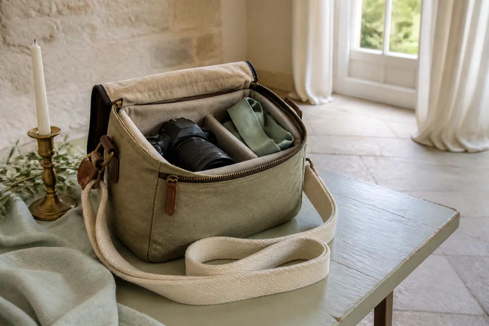 Appareil photo et accessoires de reportage de mariage — illustration générée par IA