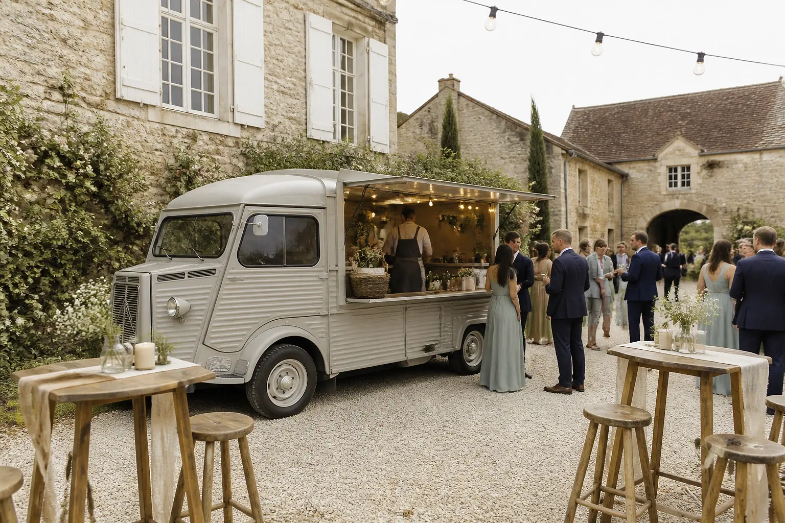 Service mobile de restauration pour une réception — illustration générée par IA