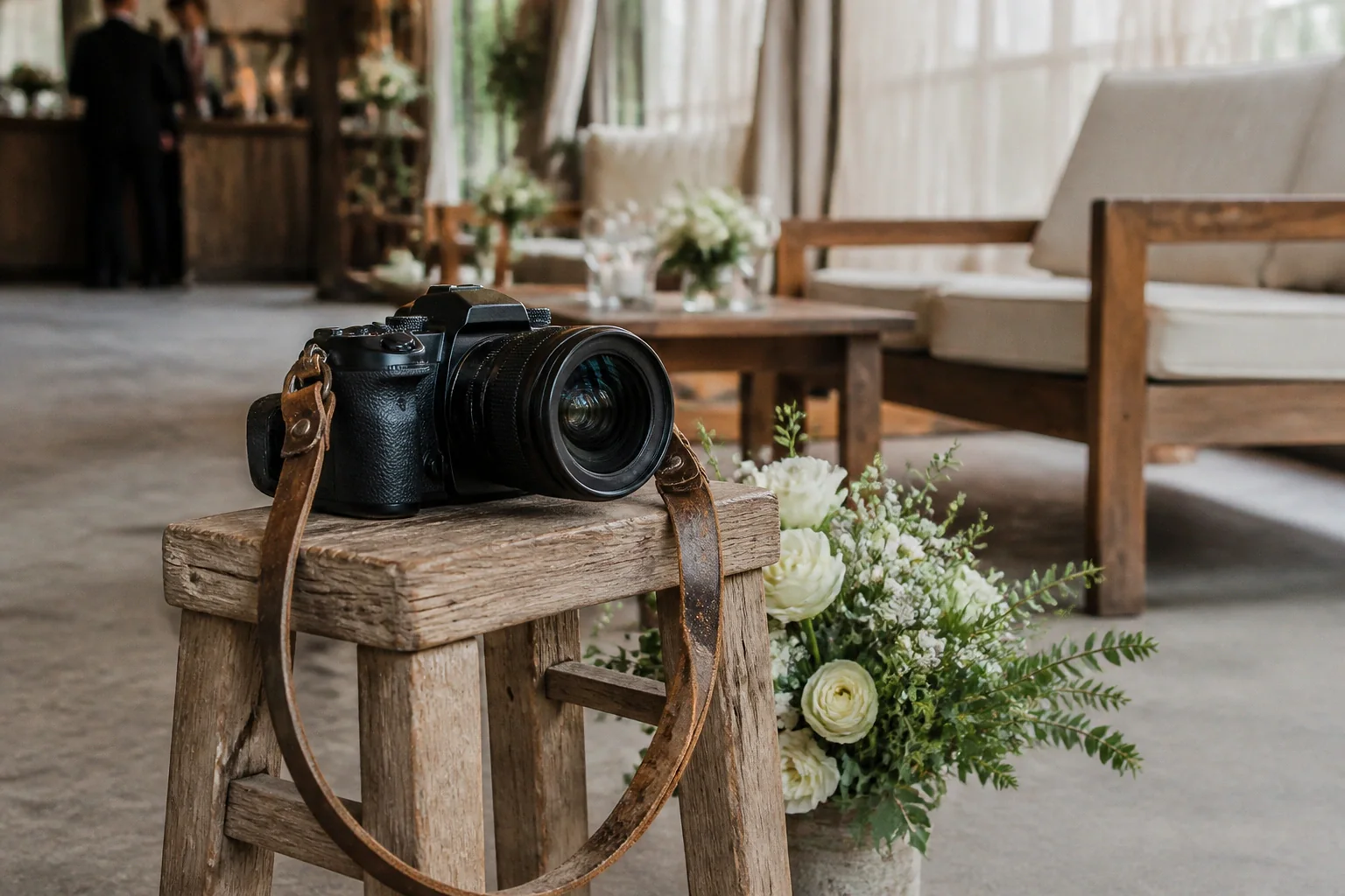 Appareil photo et accessoires de reportage de mariage — illustration générée par IA