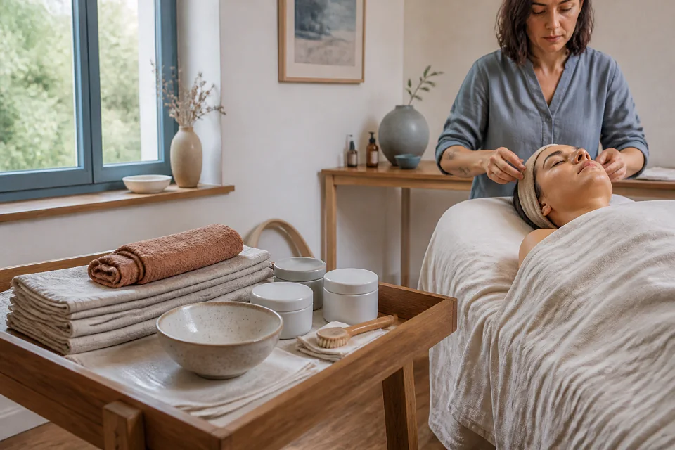Préparation de soins esthétiques avant un mariage — illustration générée par IA