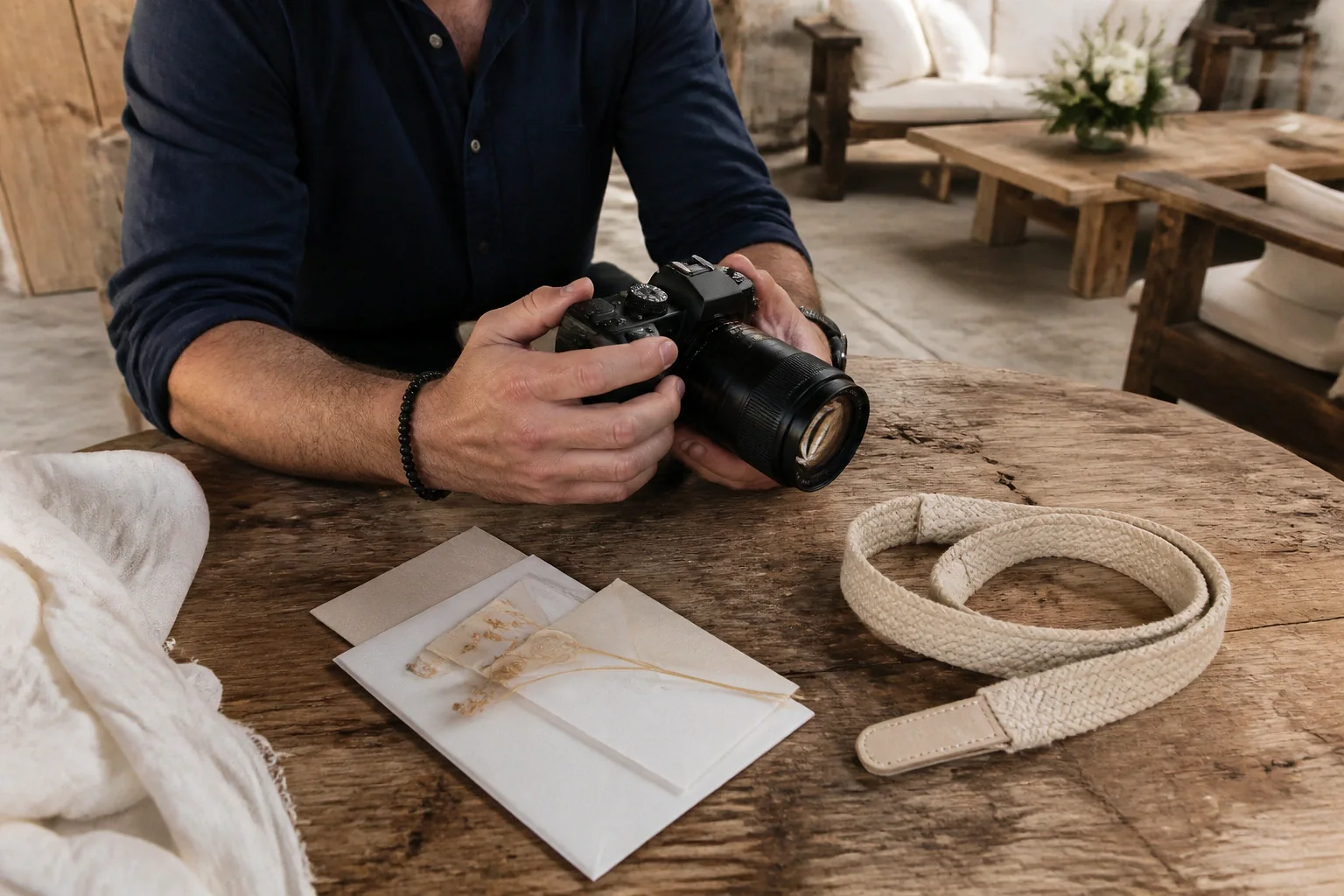 Appareil photo et accessoires de reportage de mariage — illustration générée par IA