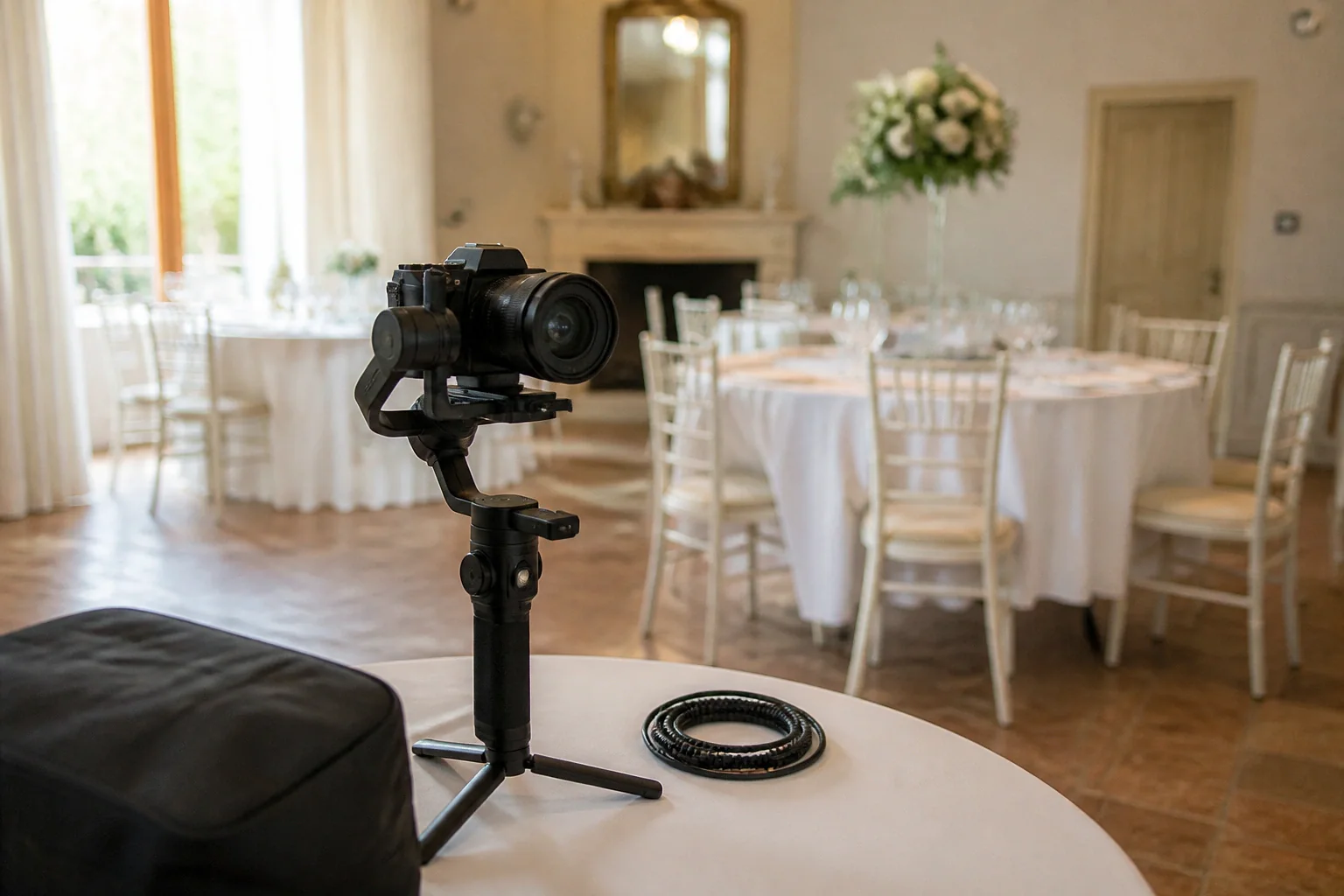 Matériel de tournage pour un film de mariage — illustration générée par IA