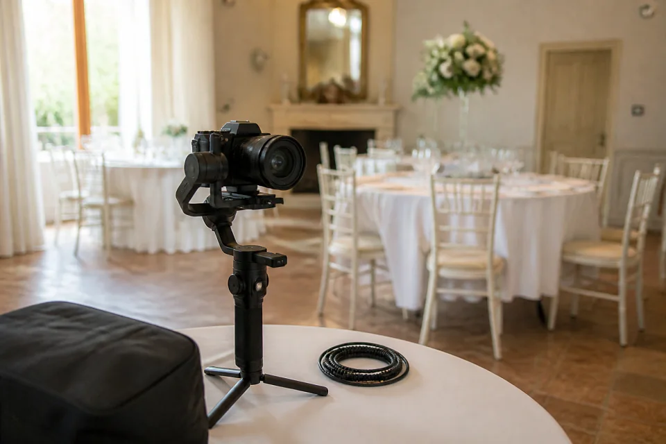Matériel de tournage pour un film de mariage — illustration générée par IA
