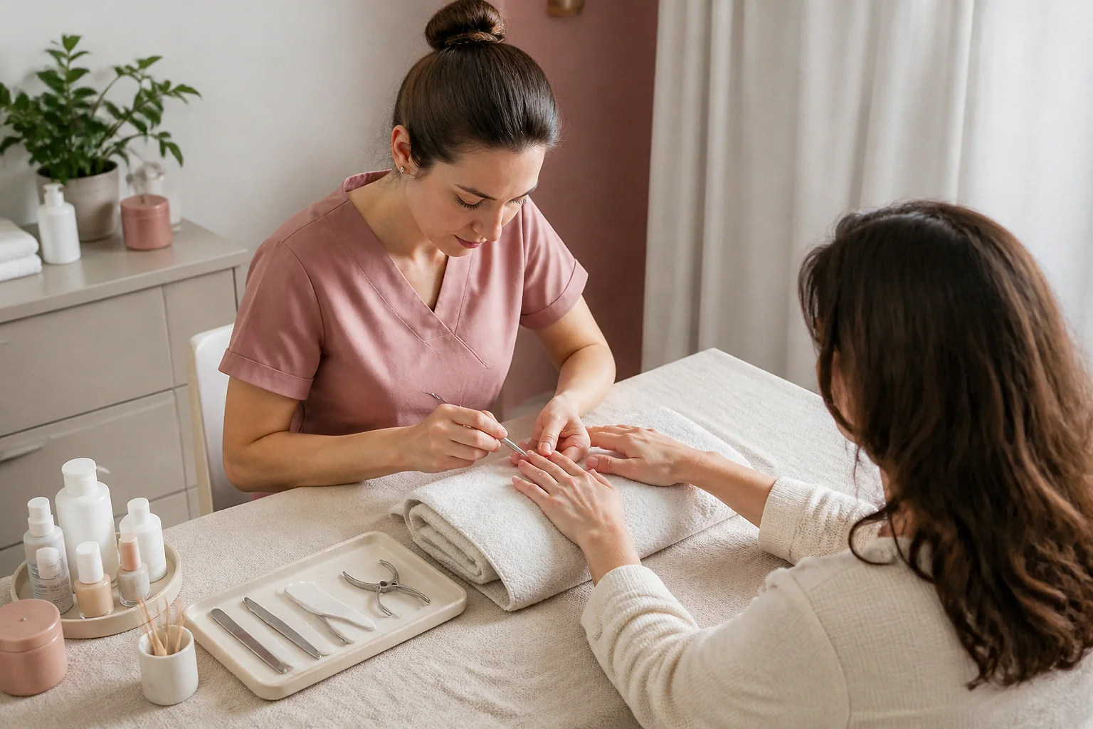 Préparation de soins esthétiques avant un mariage — illustration générée par IA