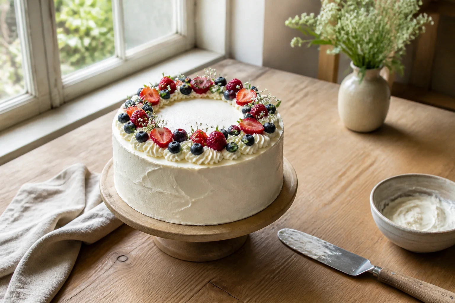 Gâteau de mariage préparé dans un atelier — illustration générée par IA