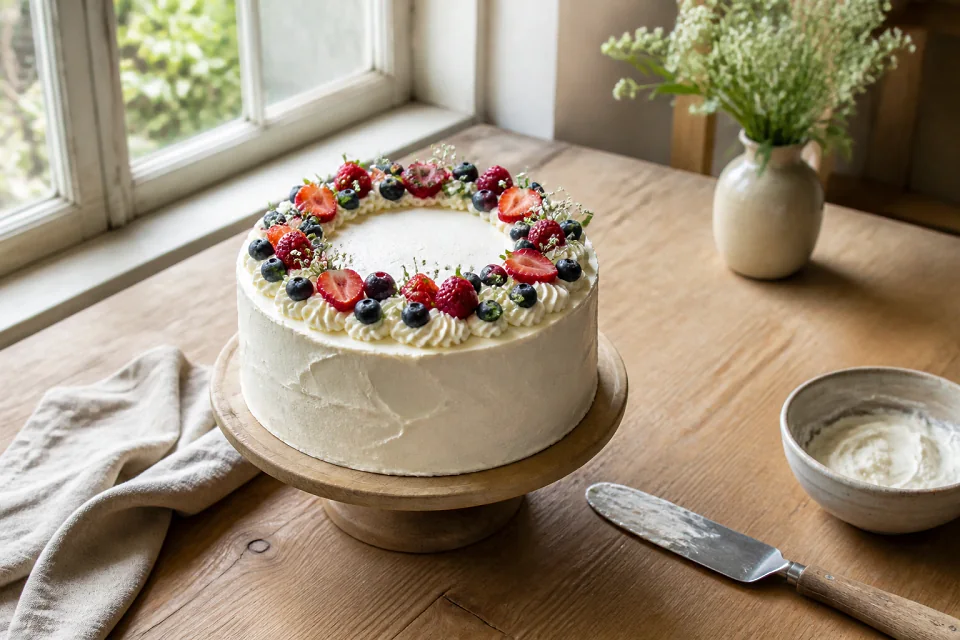 Gâteau de mariage préparé dans un atelier — illustration générée par IA