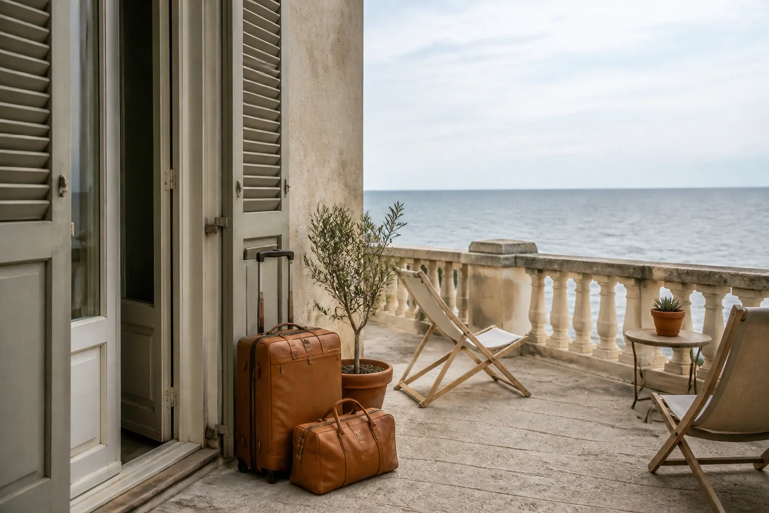 Bagages et hébergement pour un voyage de noces — illustration générée par IA