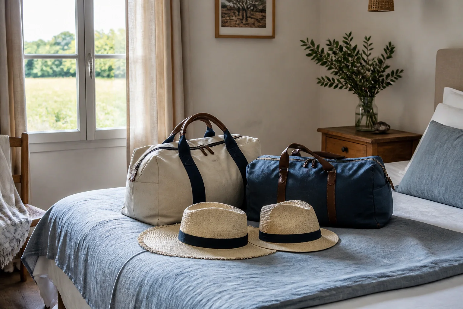Bagages et hébergement pour un voyage de noces — illustration générée par IA
