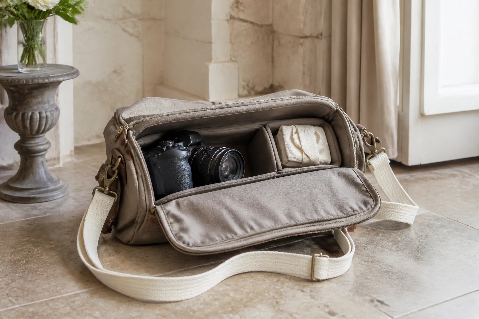 Appareil photo et accessoires de reportage de mariage — illustration générée par IA