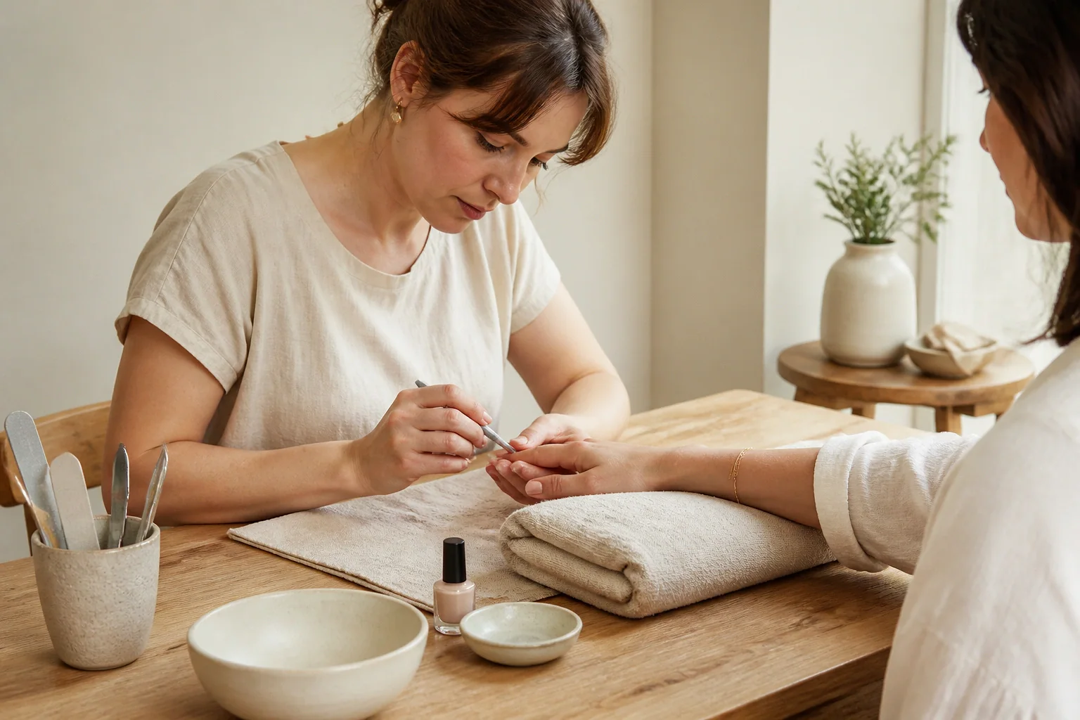 Préparation de soins esthétiques avant un mariage — illustration générée par IA