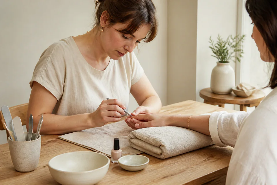 Préparation de soins esthétiques avant un mariage — illustration générée par IA