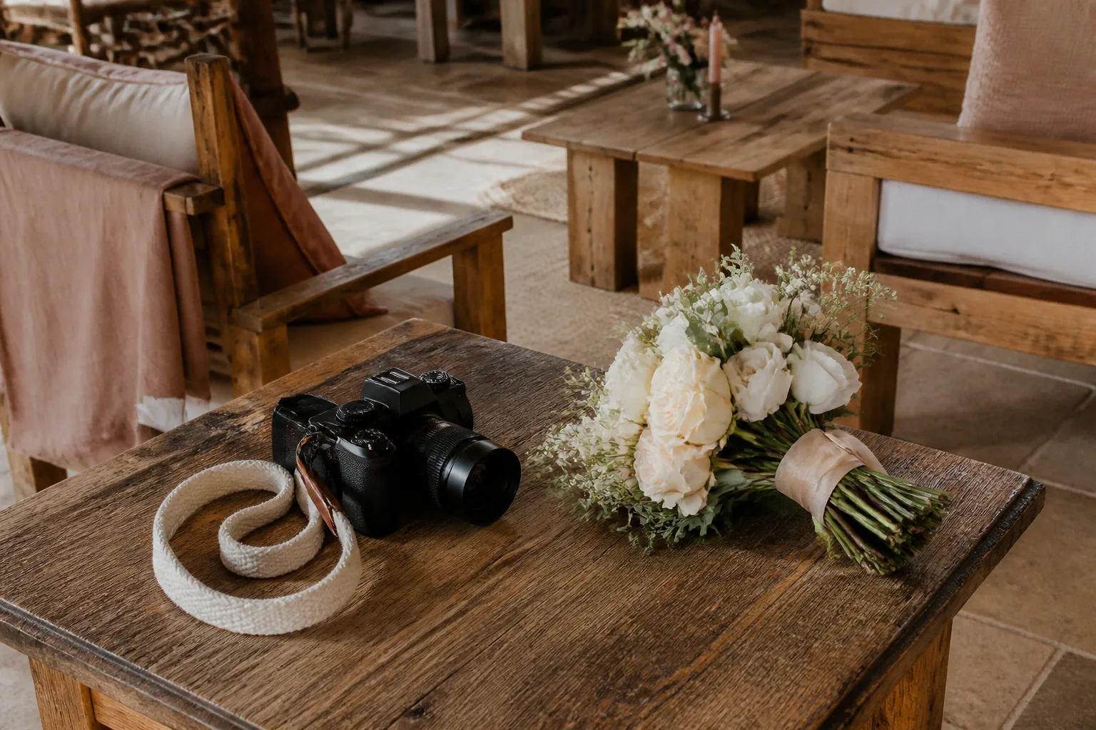 Appareil photo et accessoires de reportage de mariage — illustration générée par IA
