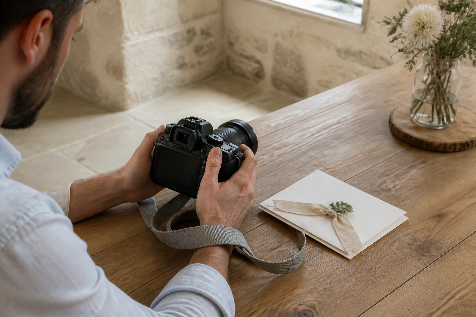 Appareil photo et accessoires de reportage de mariage — illustration générée par IA