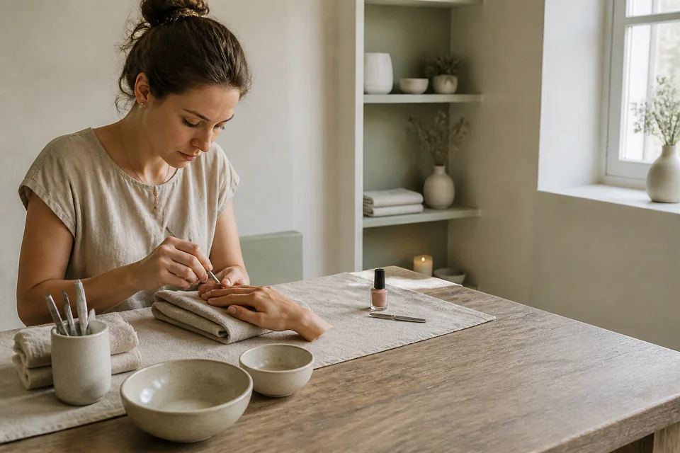 Préparation de soins esthétiques avant un mariage — illustration générée par IA