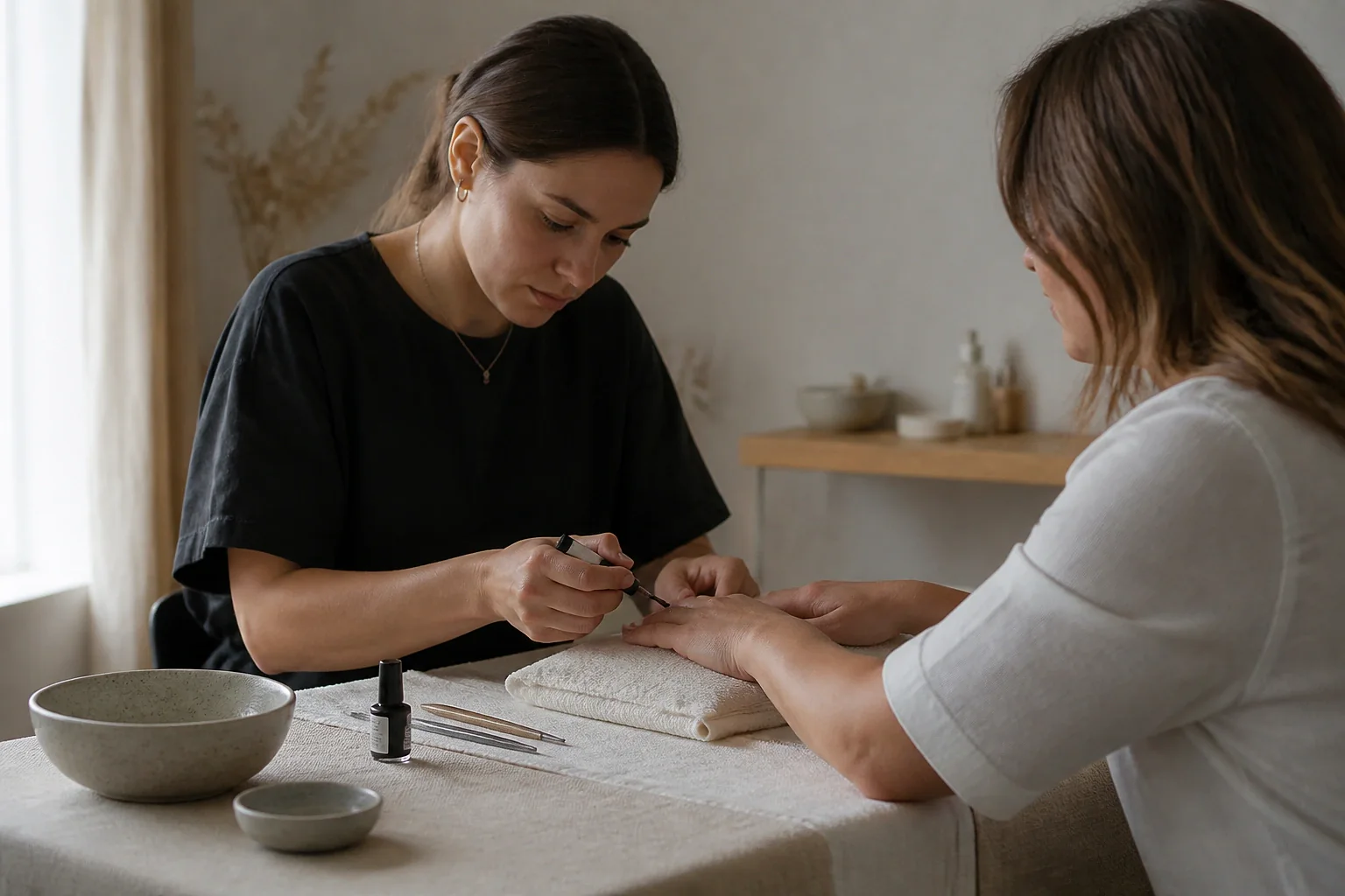 Préparation de soins esthétiques avant un mariage — illustration générée par IA
