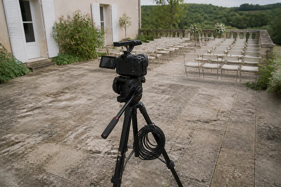 Matériel de tournage pour un film de mariage — illustration générée par IA