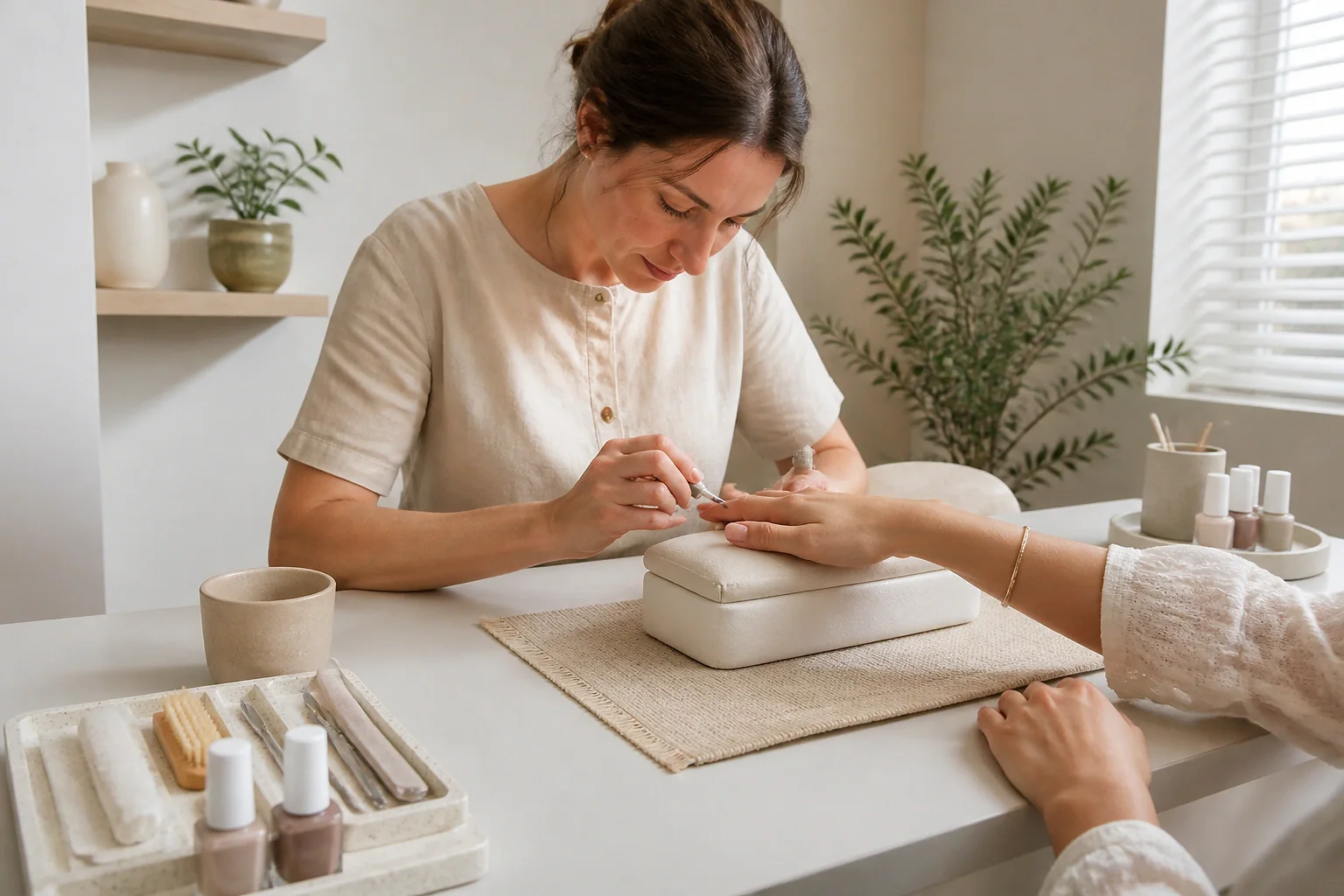 Préparation de soins esthétiques avant un mariage — illustration générée par IA