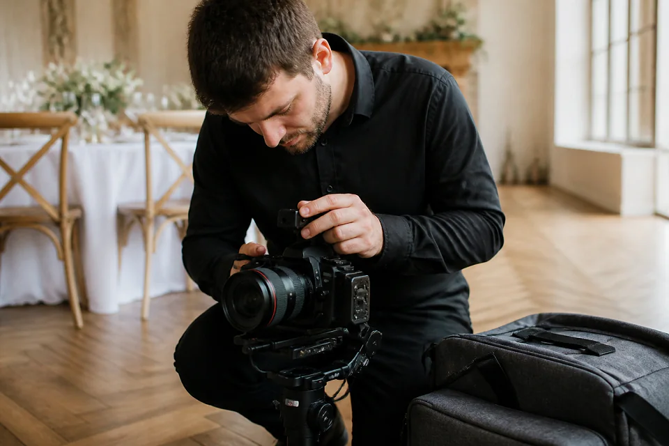 Matériel de tournage pour un film de mariage — illustration générée par IA