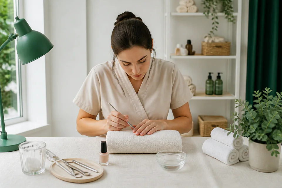 Préparation de soins esthétiques avant un mariage — illustration générée par IA