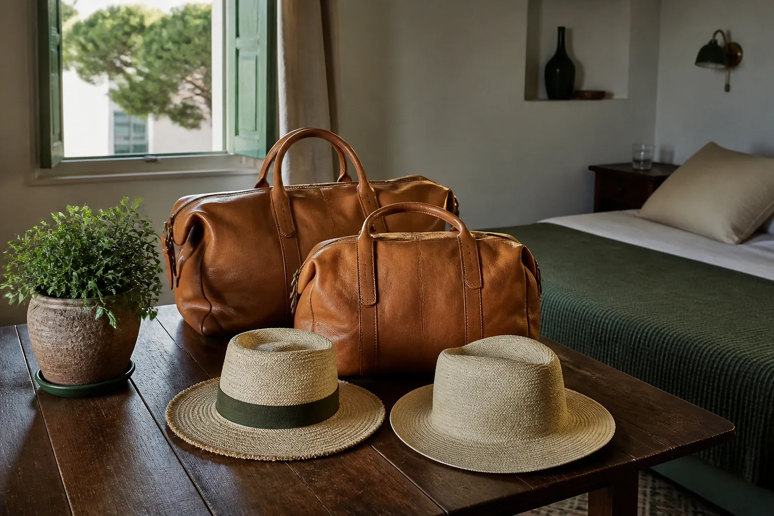 Bagages et hébergement pour un voyage de noces — illustration générée par IA