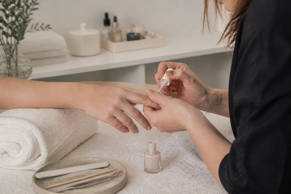Préparation de soins esthétiques avant un mariage — illustration générée par IA