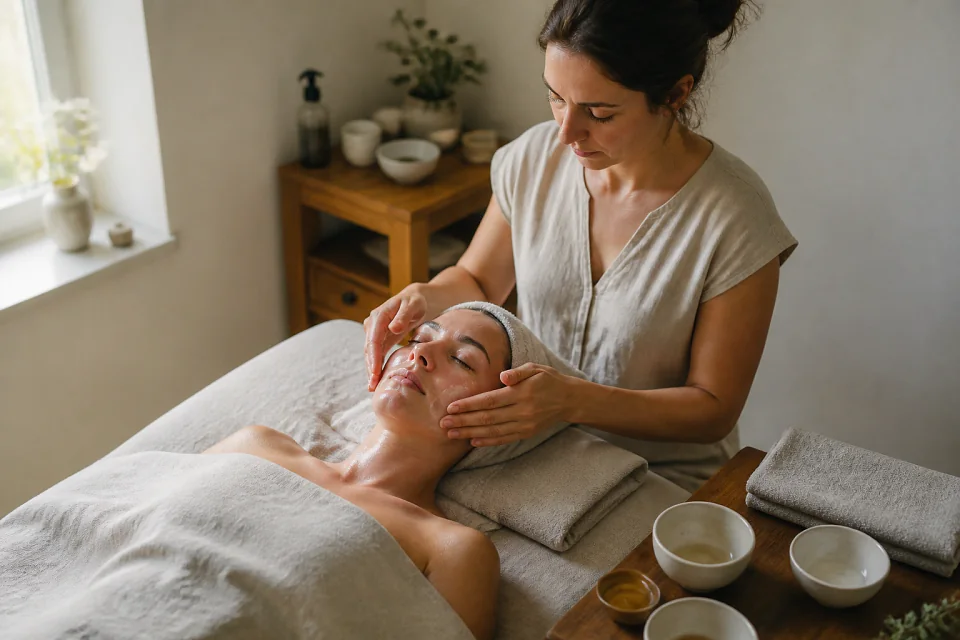 Préparation de soins esthétiques avant un mariage — illustration générée par IA