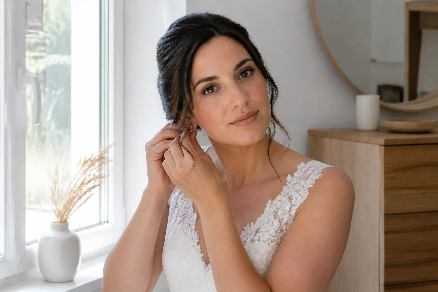Préparation d’un maquillage de mariage — illustration générée par IA