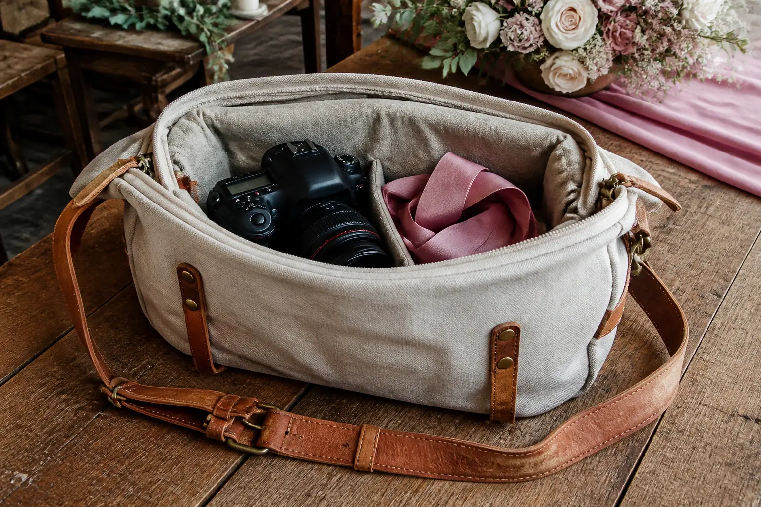 Appareil photo et accessoires de reportage de mariage — illustration générée par IA
