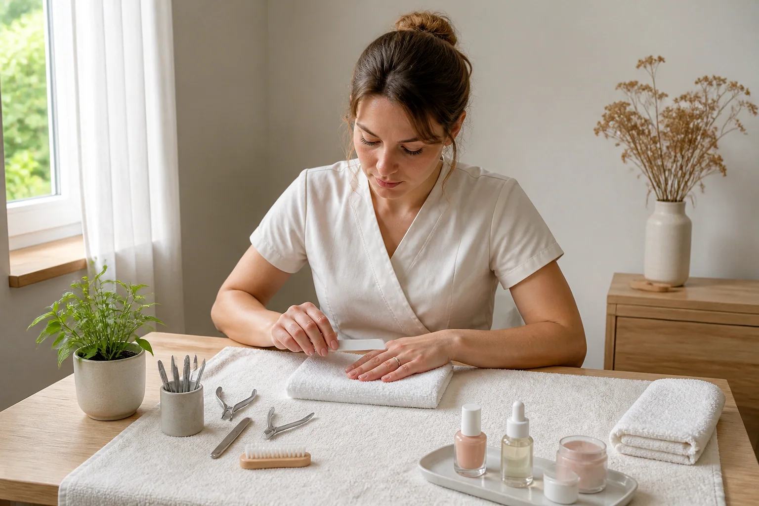 Préparation de soins esthétiques avant un mariage — illustration générée par IA