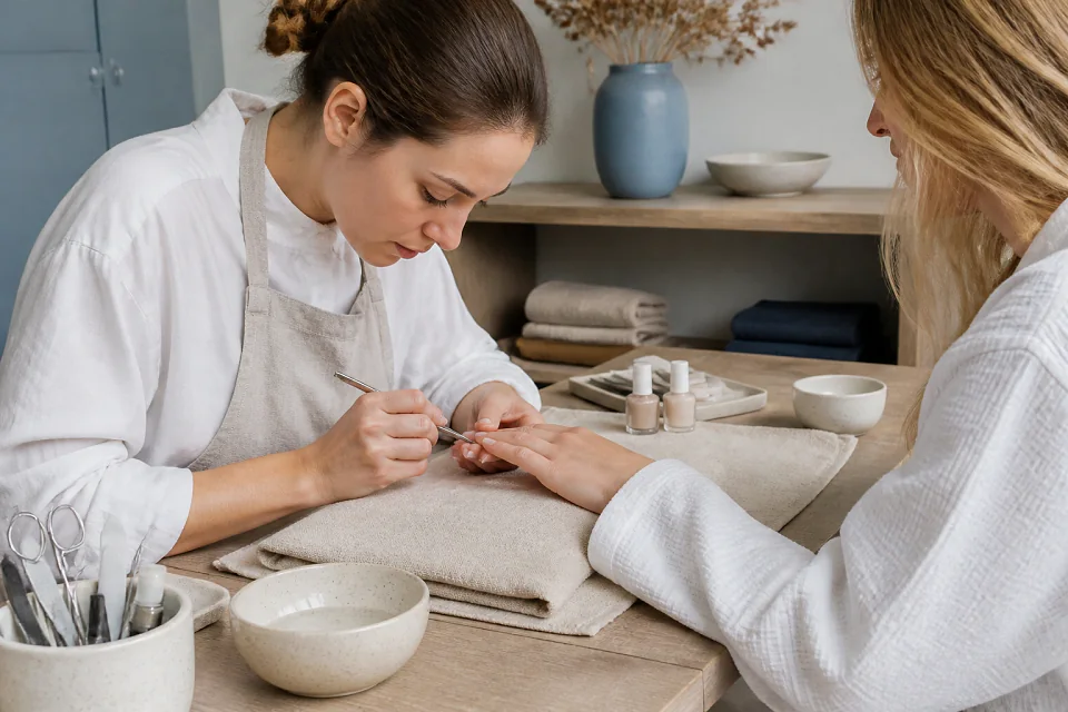 Préparation de soins esthétiques avant un mariage — illustration générée par IA