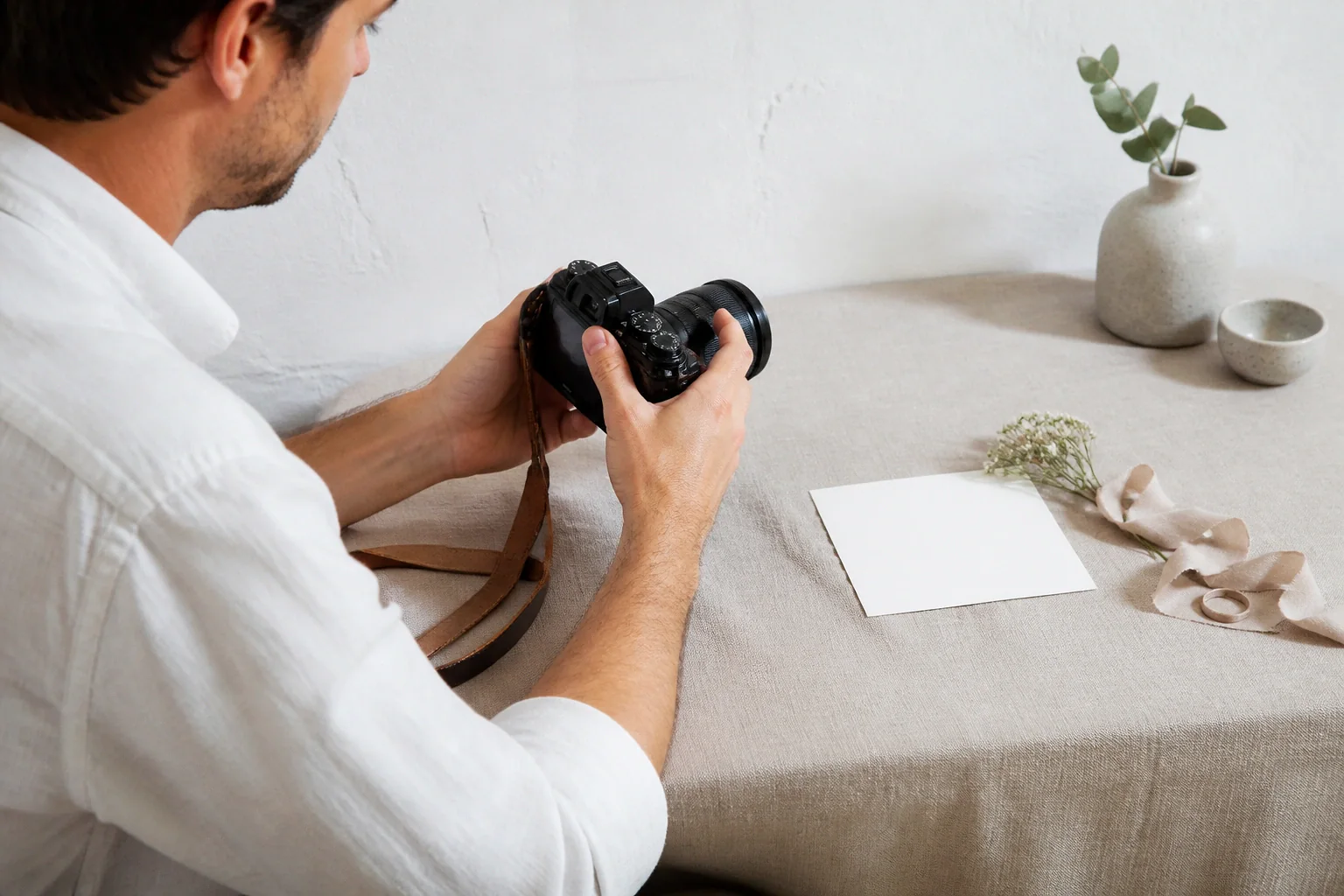 Appareil photo et accessoires de reportage de mariage — illustration générée par IA