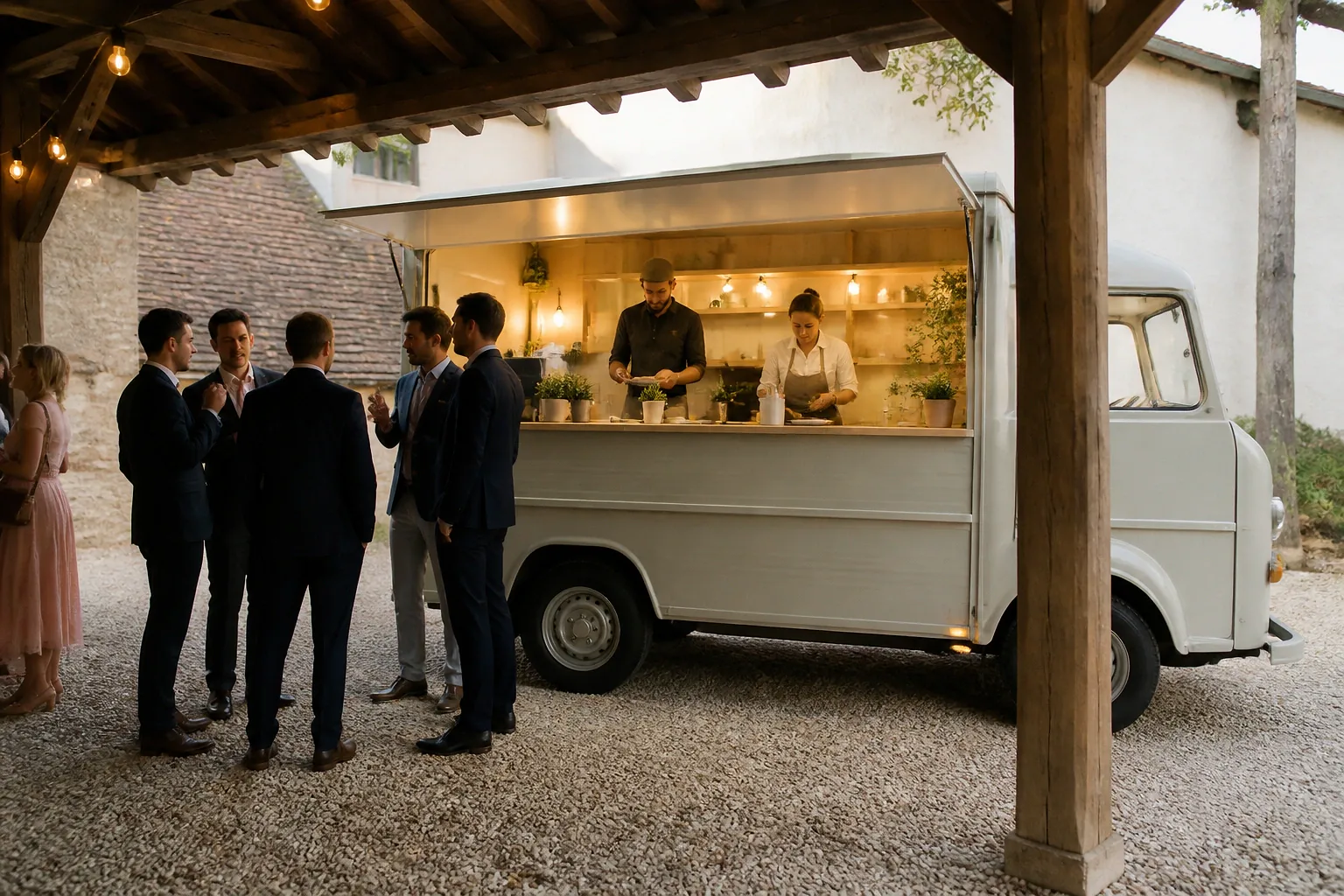Service mobile de restauration pour une réception — illustration générée par IA