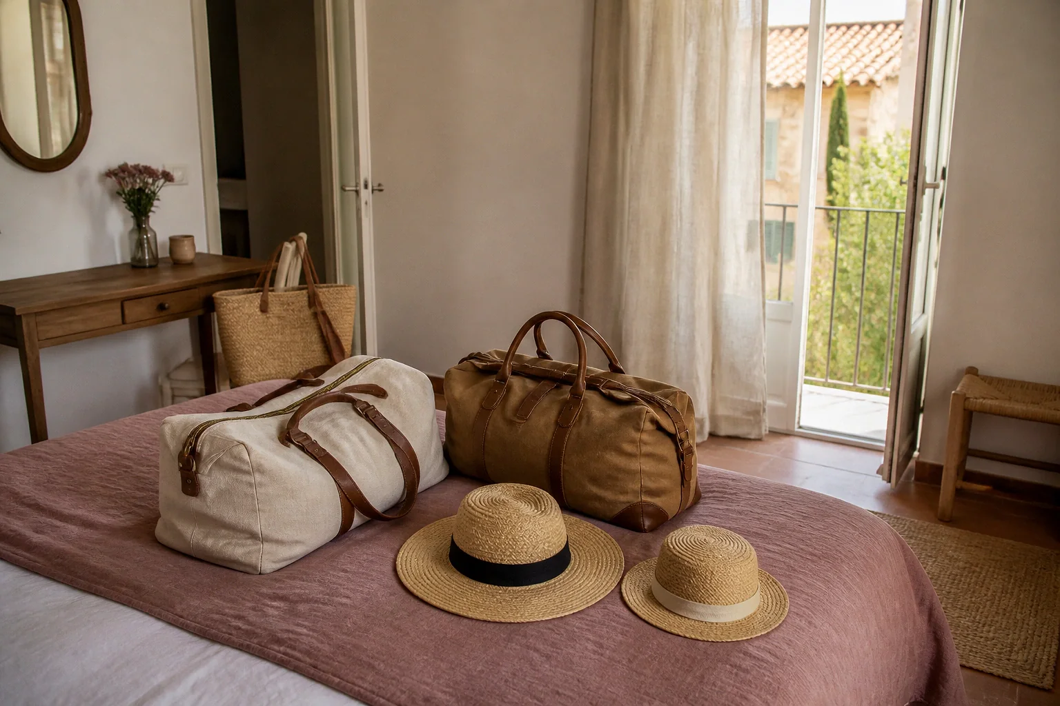 Bagages et hébergement pour un voyage de noces — illustration générée par IA