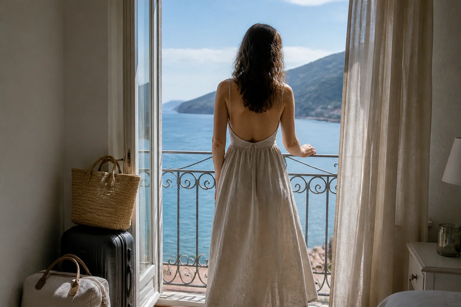 Bagages et hébergement pour un voyage de noces — illustration générée par IA